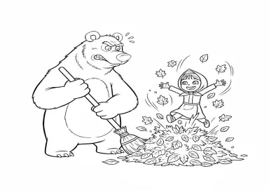 Urso Varrendo Folhas