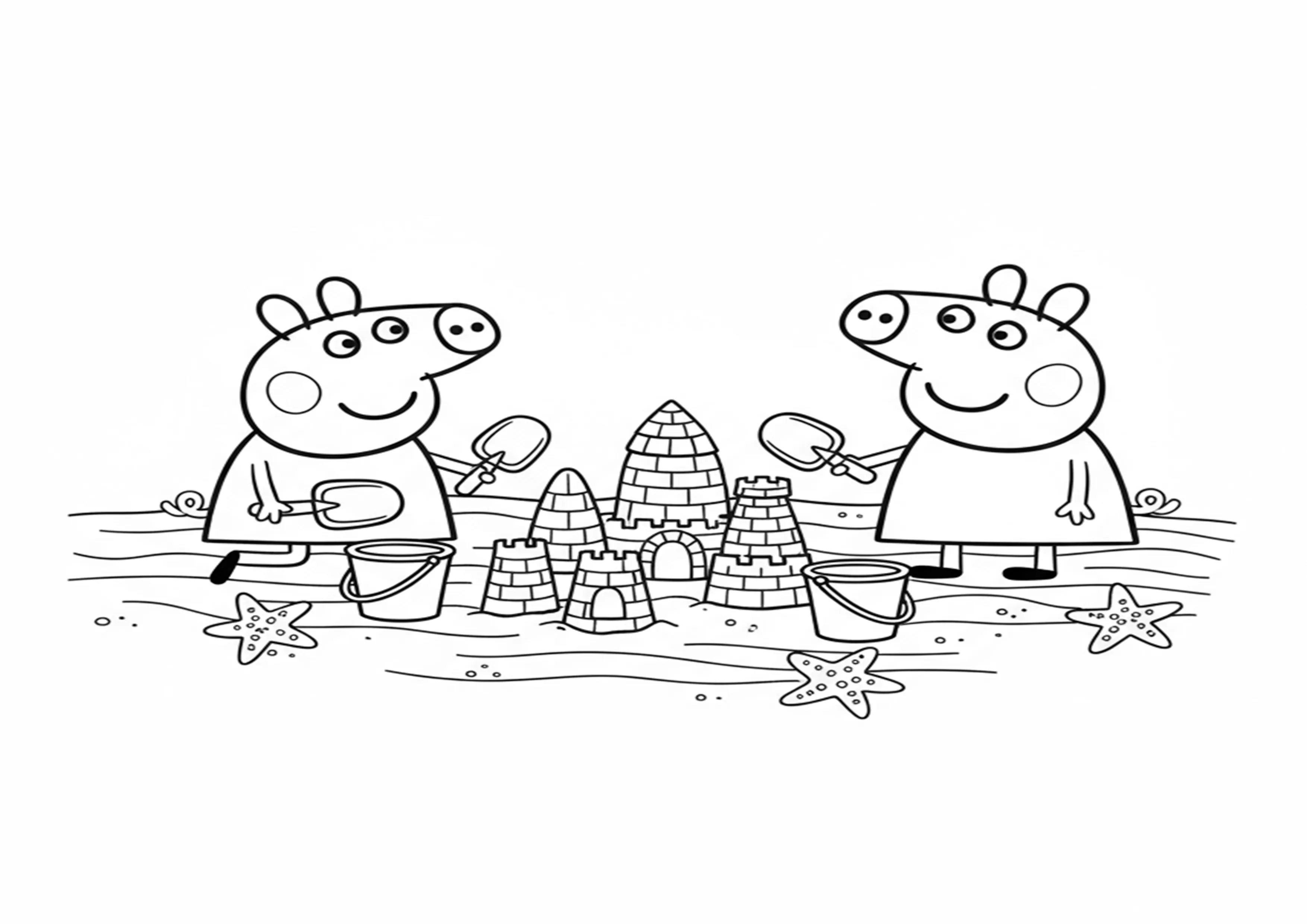 Peppa e George Construindo Castelo