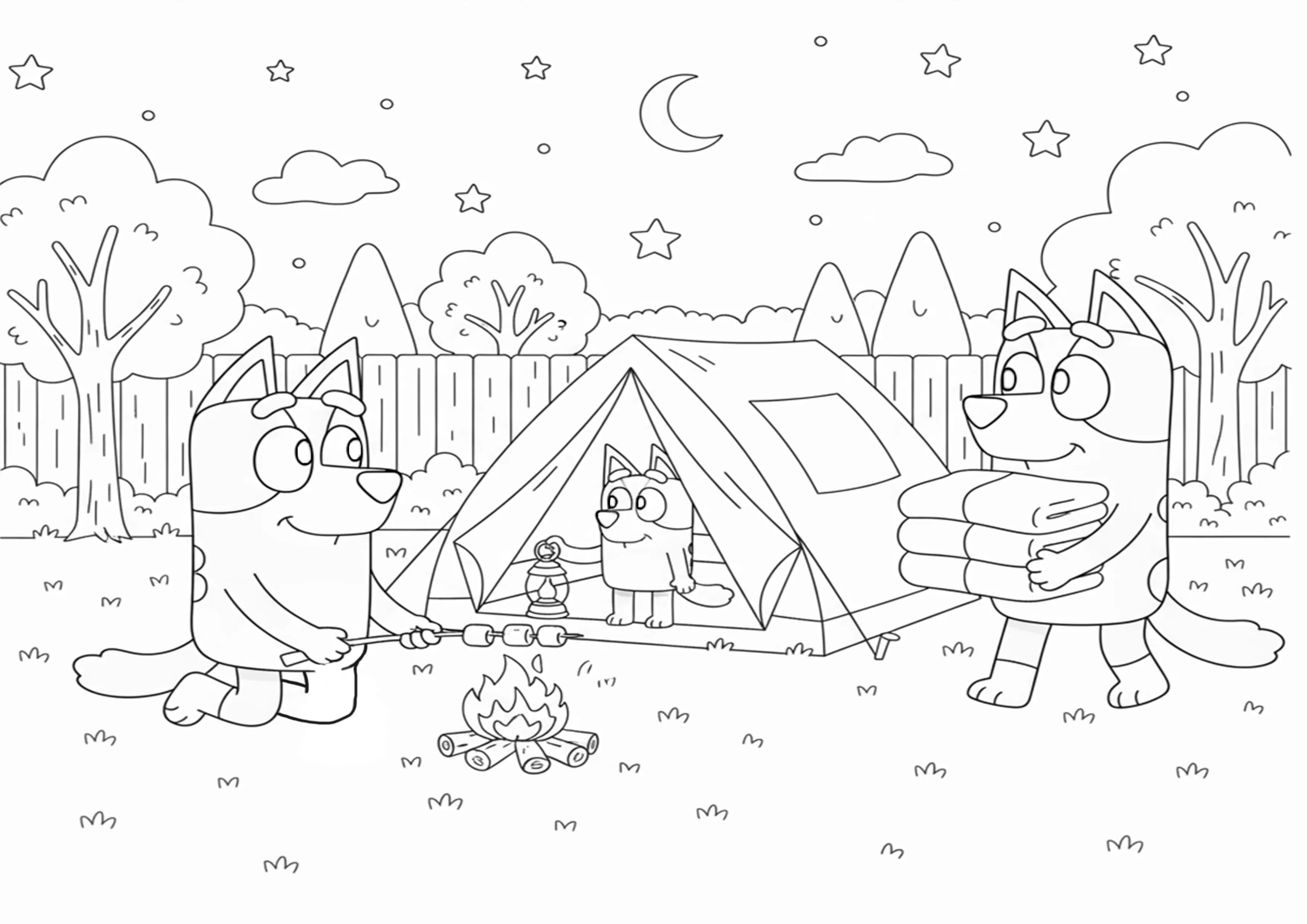 Bluey e Bingo Acampando no Quintal