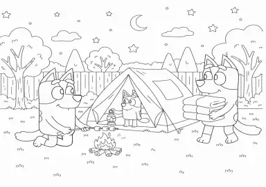 Bluey e Bingo Acampando no Quintal