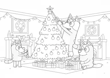 Família Heeler Decorando Árvore de Natal