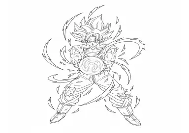 Desenho para colorir Goku em Kamehameha Épico