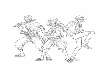 Luffy, Zoro e Sanji em Equipe