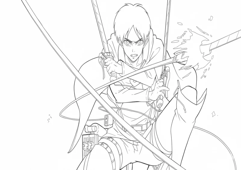 Eren Jaeger em Combate com Lâminas