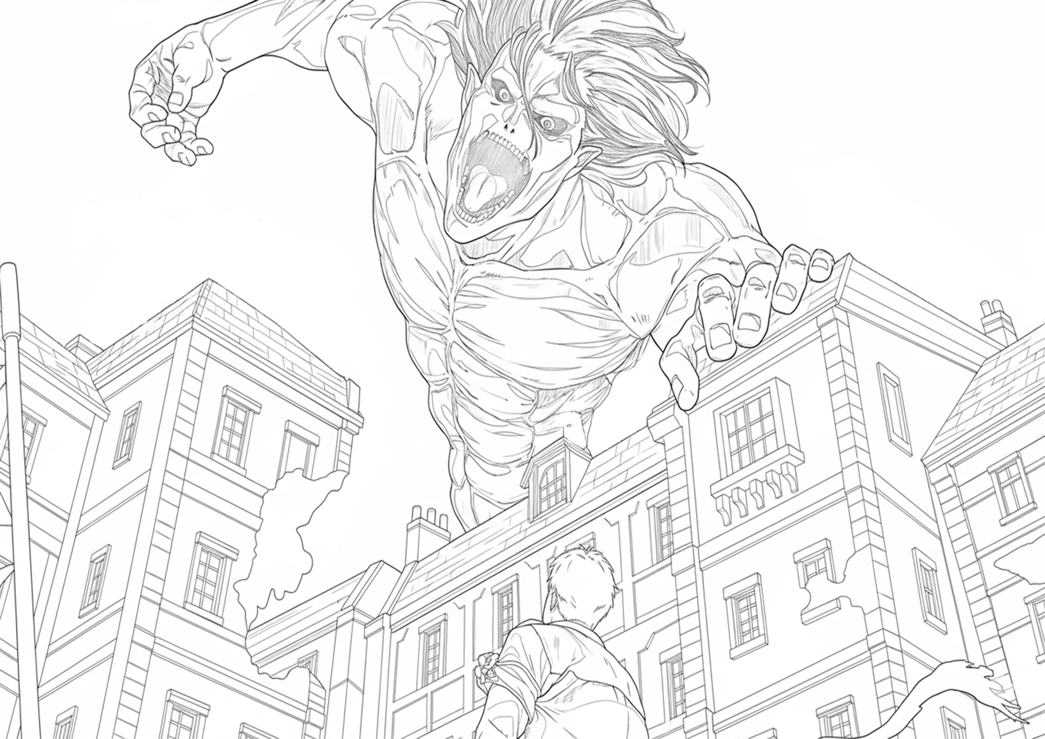 Attack on Titan – Titã de Eren Atacando na Cidade