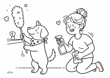 Cachorrinho Ajudando na Faxina