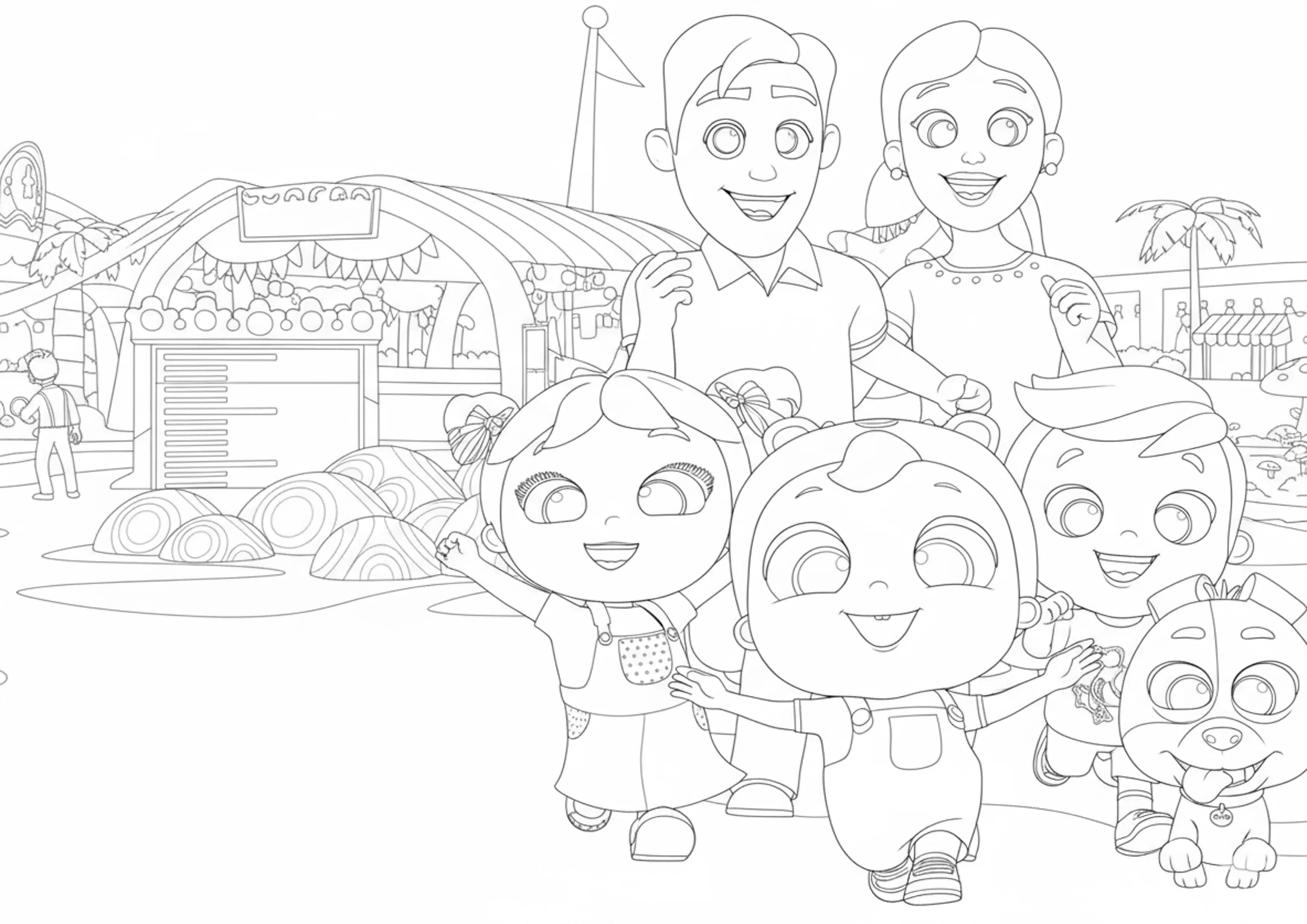 Família Little Angel no Parque de Diversões