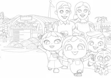 Família Little Angel no Parque de Diversões