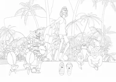 Larva Island Red Yellow e Chuck na Praia Tropical