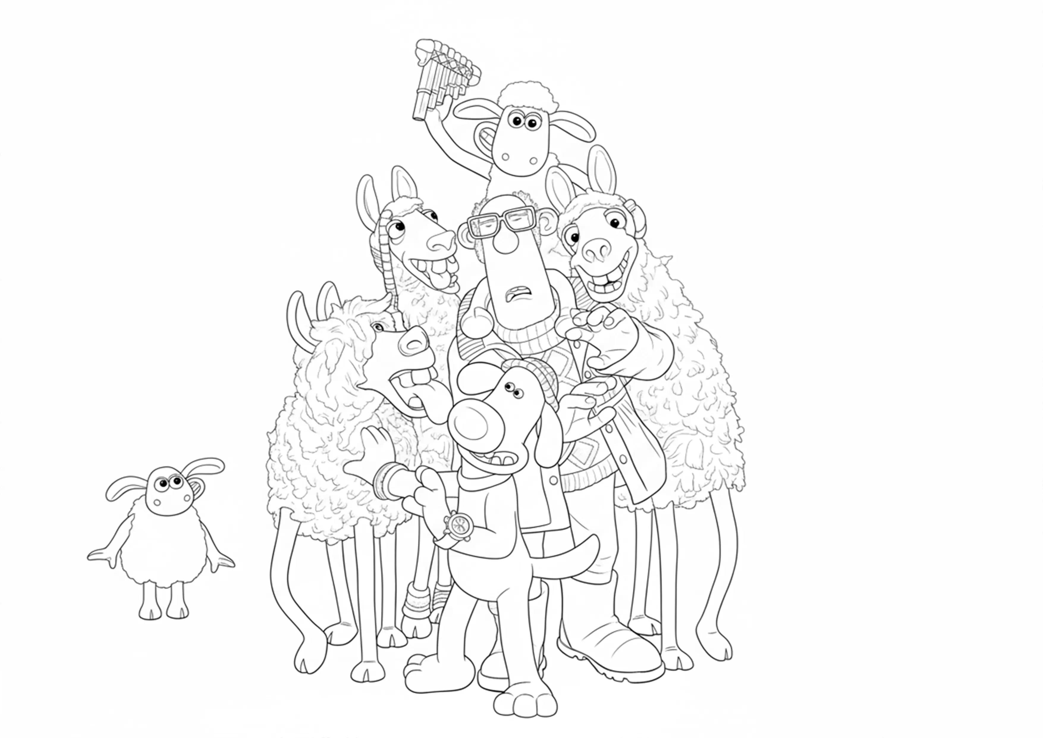 Shaun, Bitzer e o Fazendeiro com as Lhamas