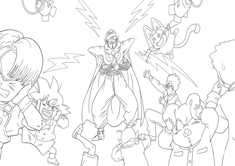 Desenho do Piccolo Cantando Karaokê para Colorir