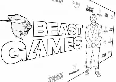 Desenho do MrBeast no Reality Beast Games