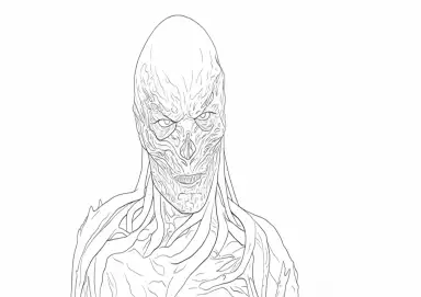Rosto do Vilão Vecna de Stranger Things para Colorir