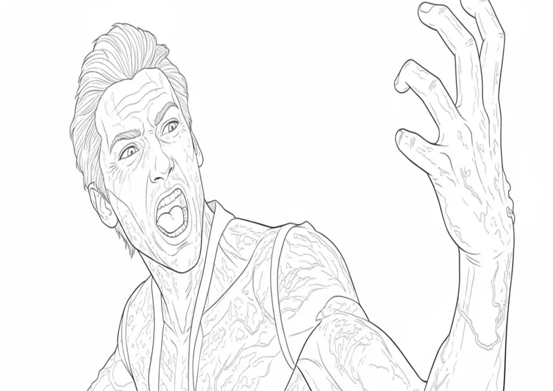 Henry Creel se transformando em Vecna em Stranger Things para Colorir