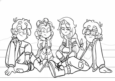 Torajo Morajo Linn e Zulmi Sentados para Colorir