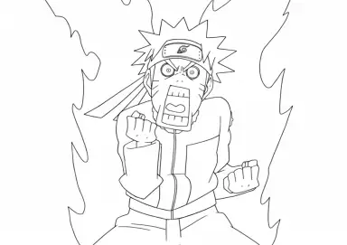 Naruto com Chakra da Raposa de Nove Caudas para Colorir