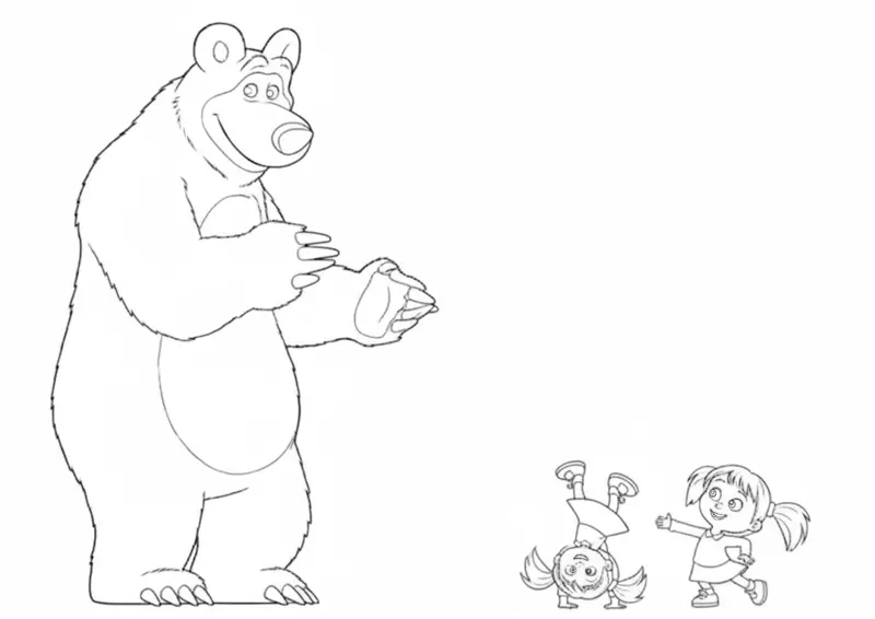 Urso com Masha e sua Amiga Brincando