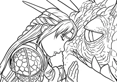 Astrid e Tempestade para Colorir