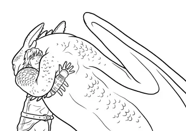 Soluço e Banguela Abraço para Colorir