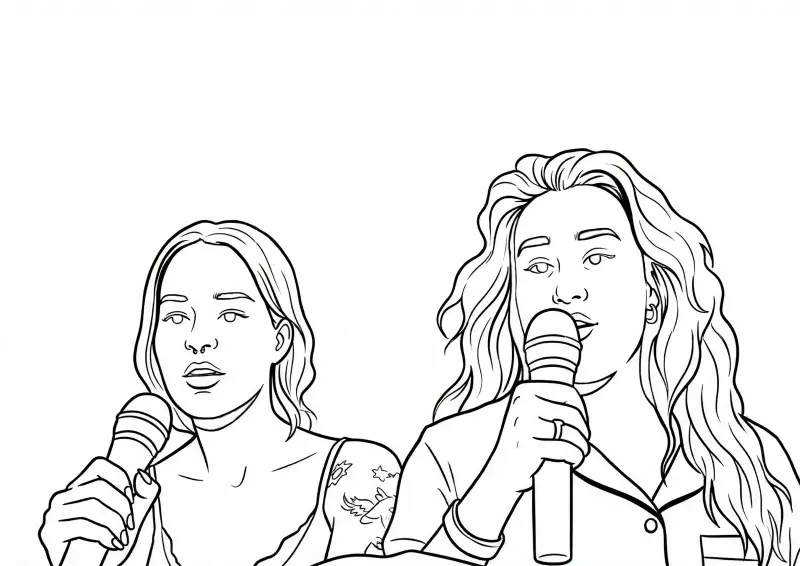 Emilly Vick e Katlen Com Microfone