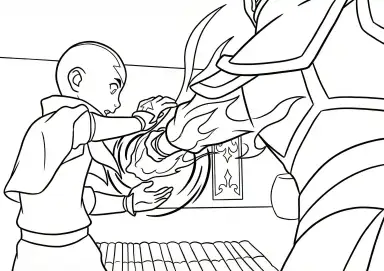 Aang lutando contra Zuko para Colorir