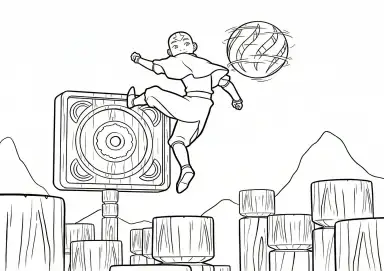 Aang Treinando Agilidade para Colorir