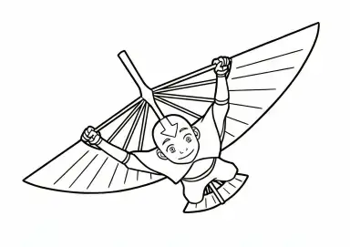 Aang Voando com Planador para Colorir