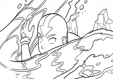 Rosto de Aang no Estado Avatar na Água para Colorir