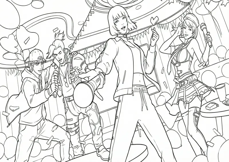 Kelly e Amigos Free Fire para Colorir