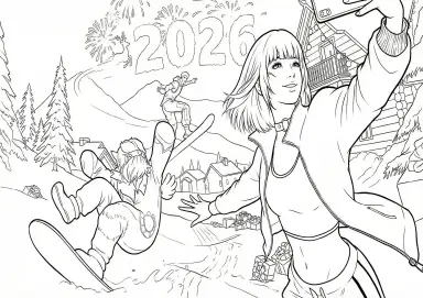 Kelly Free Fire Ano Novo 2026 para Colorir