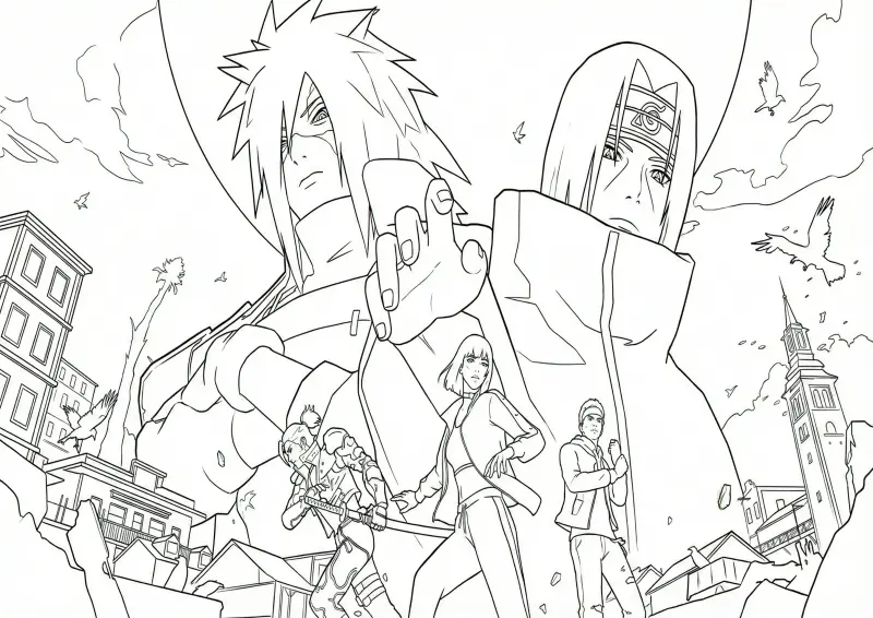 Free Fire x Naruto Crossover para Colorir