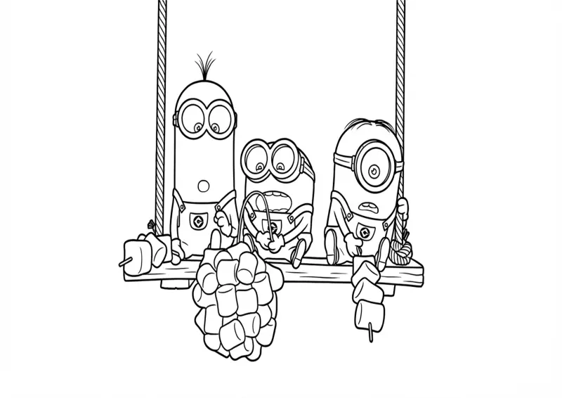 Minions Comendo Marshmallow no Balanço