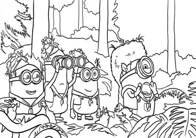 Minions Escoteiros Camuflados na Floresta