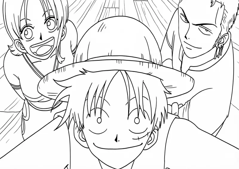Trio Luffy Zoro e Nami no Navio