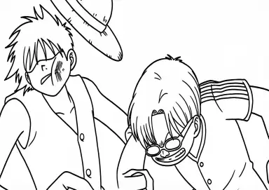 Koby Dando um Soco no Rosto de Luffy