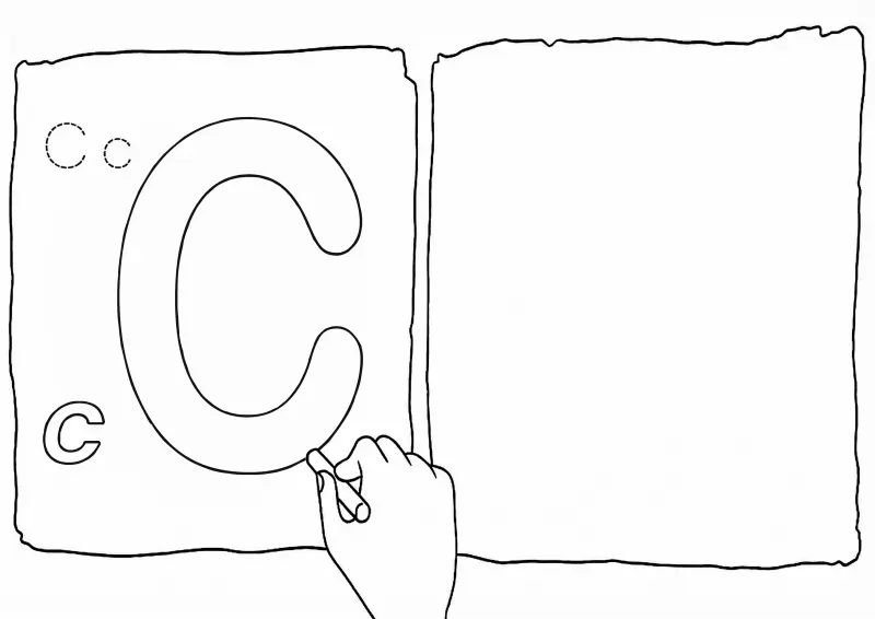 Letra C Desenho para Colorir e Treinar