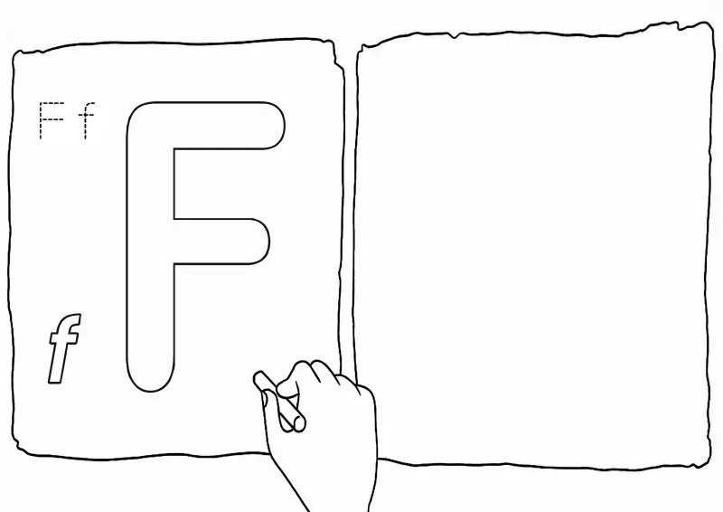 Letra F Desenho para Colorir e Treinar