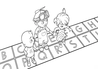 JJ, TomTom e YoYo Brincando no Tapete de Alfabeto