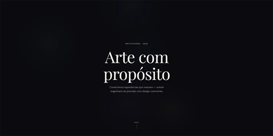 Seção institucional com storytelling em scroll para sites profissionais