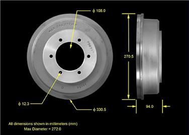 2004 Mitsubishi Montero Sport Brake Drum BQ PDR0709