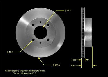 2001 Hyundai Accent Disc Brake Rotor BQ PRT5472