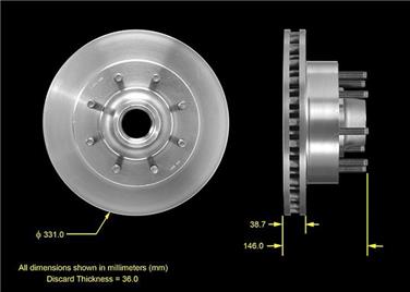 Disc Brake Rotor and Hub Assembly BQ PRT5480