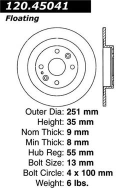 1996 Mazda MX-3 Disc Brake Rotor CE 120.45041CRY