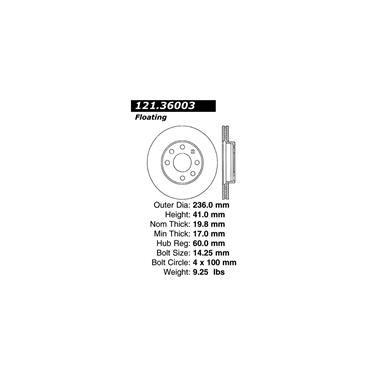 1993 Pontiac LeMans Disc Brake Rotor CE 121.36003