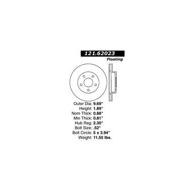 1990 Pontiac Sunbird Disc Brake Rotor CE 121.62023