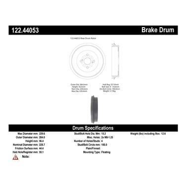 2012 Toyota Prius C Brake Drum CE 122.44053