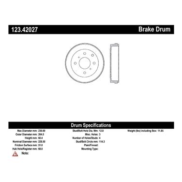 2009 Nissan Sentra Brake Drum CE 123.42027