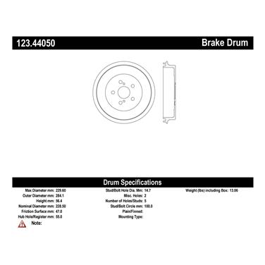 2012 Toyota Corolla Brake Drum CE 123.44050