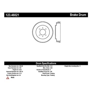 2004 Mitsubishi Lancer Brake Drum CE 123.46021