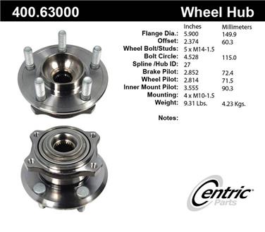 2005 Dodge Magnum Axle Bearing and Hub Assembly CE 400.63000E